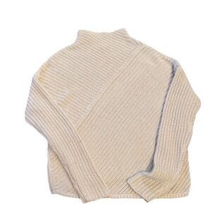 Halogen Women's Mock Neck Long Sleeve Ivory Pullover Sweater XL Gold Threading